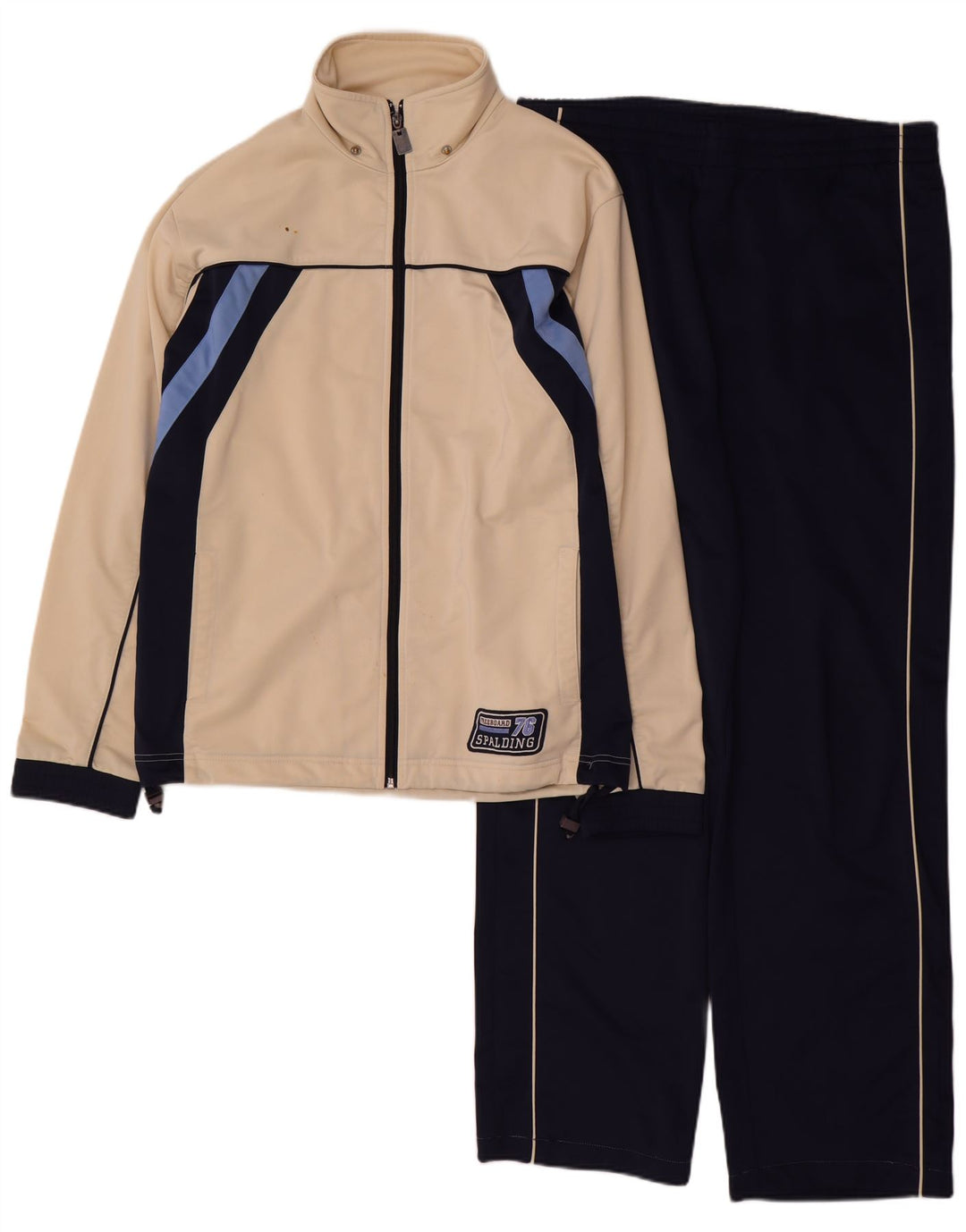 Fato de treino completo Spalding masculino grande poliéster bege Colourblock