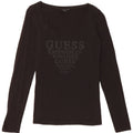 Guess Top gráfico feminino manga comprida Reino Unido 8 pequeno algodão preto