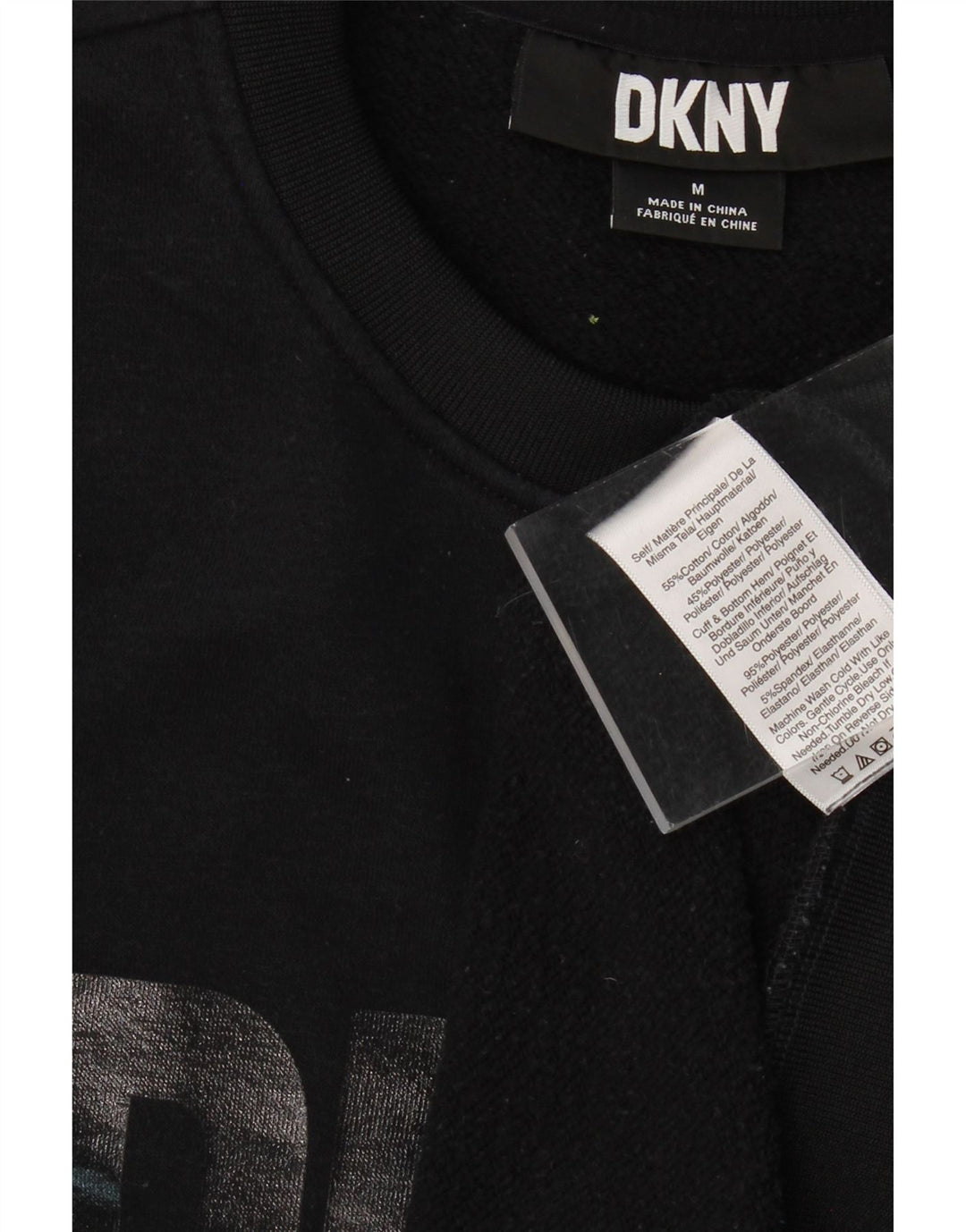 Suéter gráfico masculino DKNY de algodão preto médio