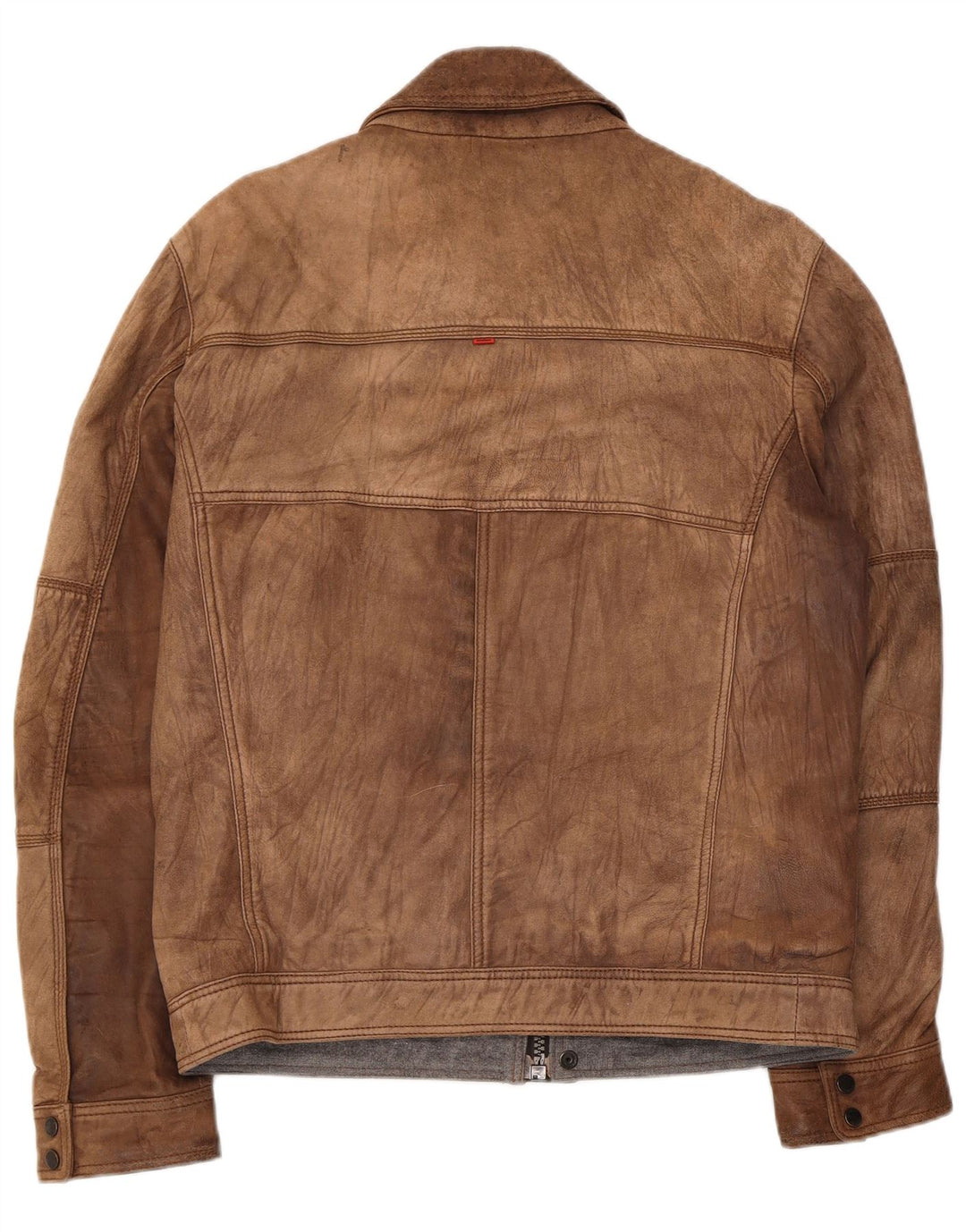 Jaqueta de couro masculina vintage IT 52 grande marrom