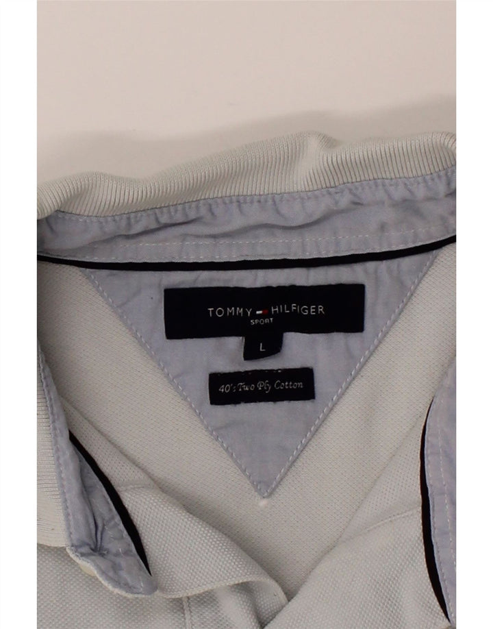 TOMMY HILFIGER Mens Polo Shirt Large Grey Cotton Vintage Tommy Hilfiger and Second-Hand Tommy Hilfiger from Messina Hembry 