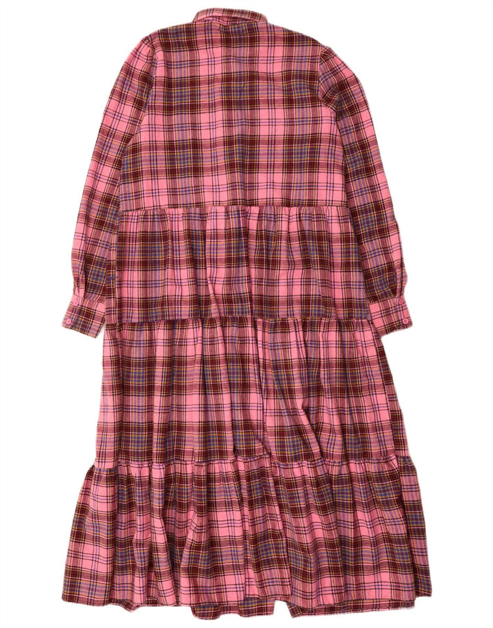 Vestido maxi feminino de manga comprida grande da Coast UK 10 pequeno xadrez rosa
