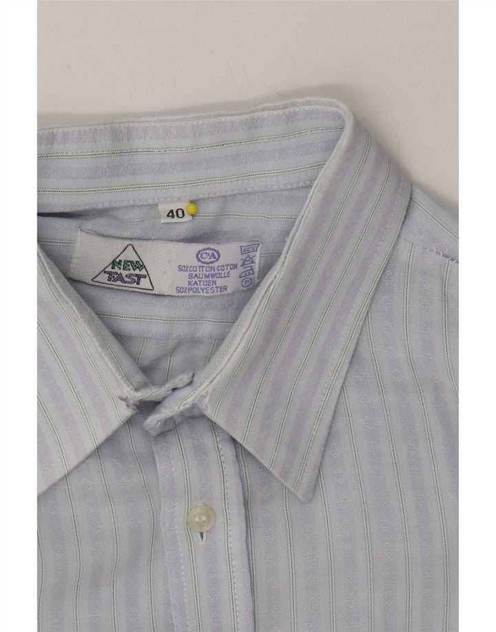 NEW FAST Mens Shirt Size 40 Medium Blue Striped Cotton Vintage New Fast and Second-Hand New Fast from Messina Hembry 