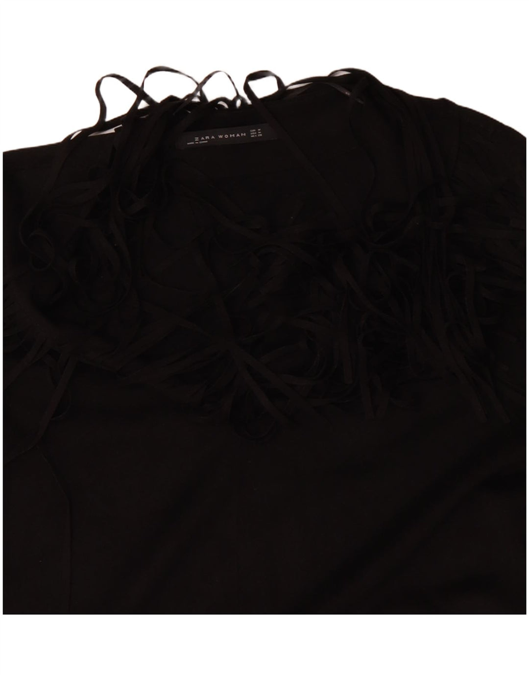Vestido túnica feminino de manga comprida ZARA Reino Unido 14 poliéster preto médio