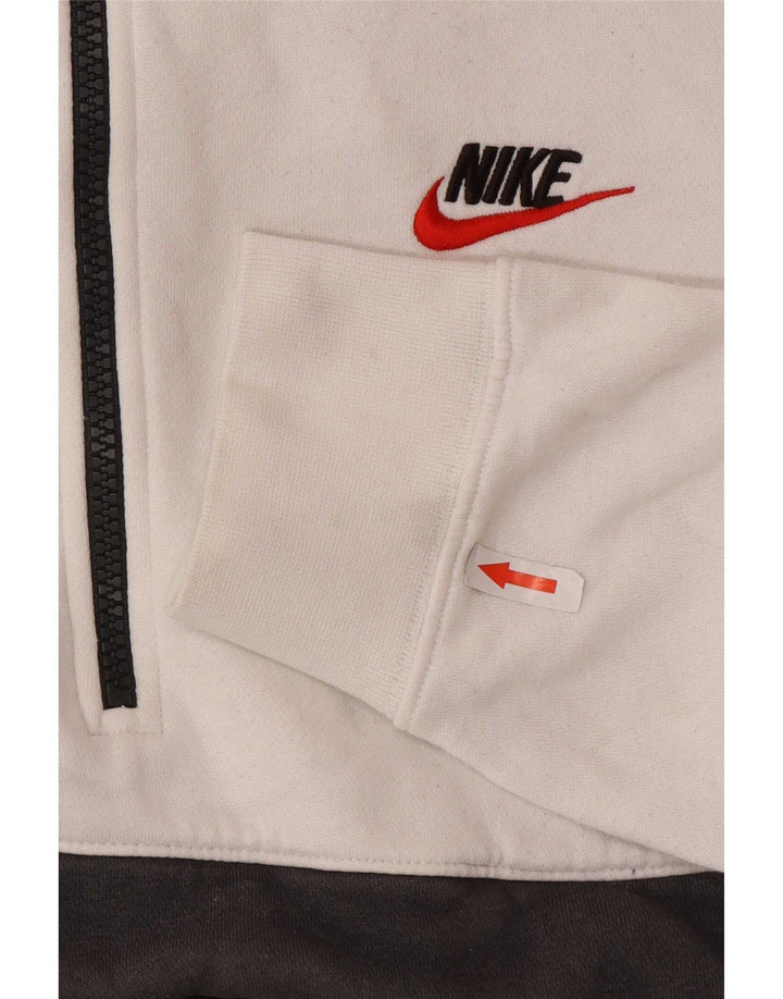 Suéter Nike masculino com capuz e gola com zíper, médio, branco, algodão colorblock