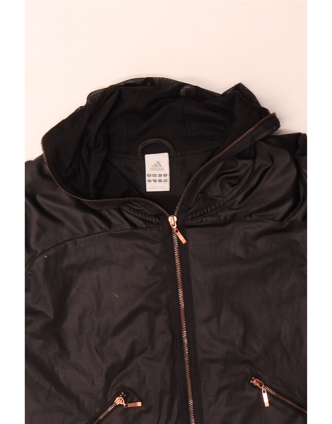 ADIDAS Womens Hooded Rain Jacket UK 10 Pequeno Poliéster Preto