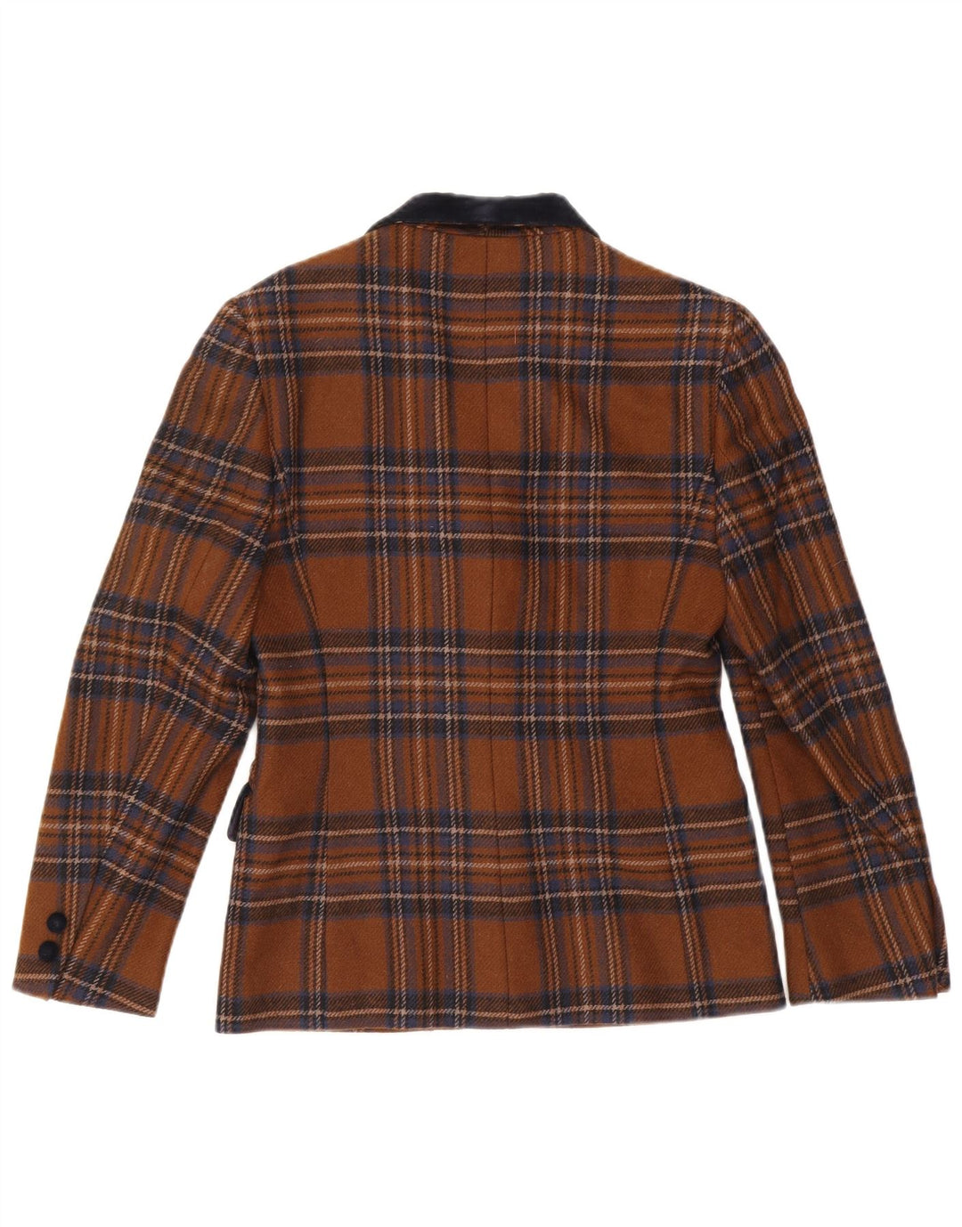 Jaqueta blazer feminina de 3 botões Misstwidd IT 42 lã xadrez marrom médio