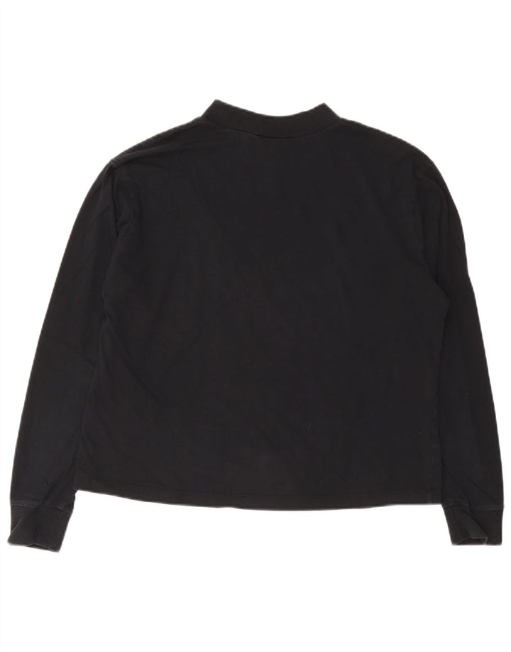 Top feminino Nike manga comprida UK 10 pequeno algodão preto