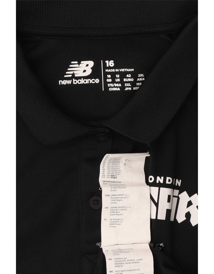 Camisa polo feminina New Balance UK 16 grande poliéster preto