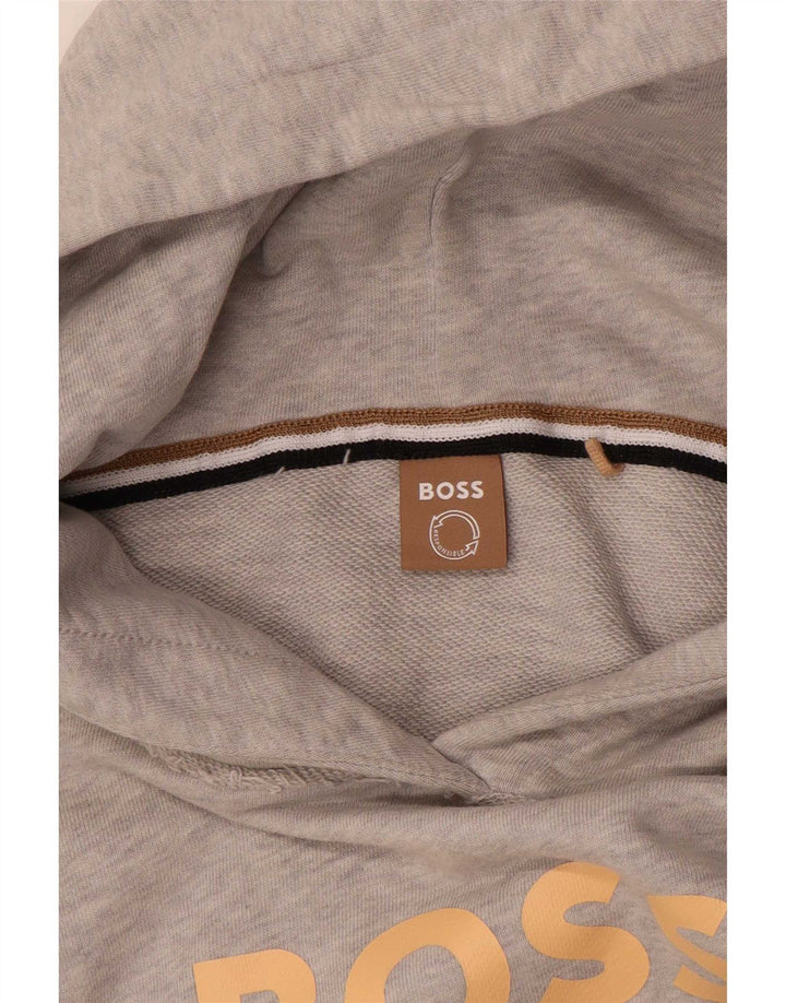 Hugo Boss feminino gráfico oversized moletom com capuz Reino Unido 14 cinza médio