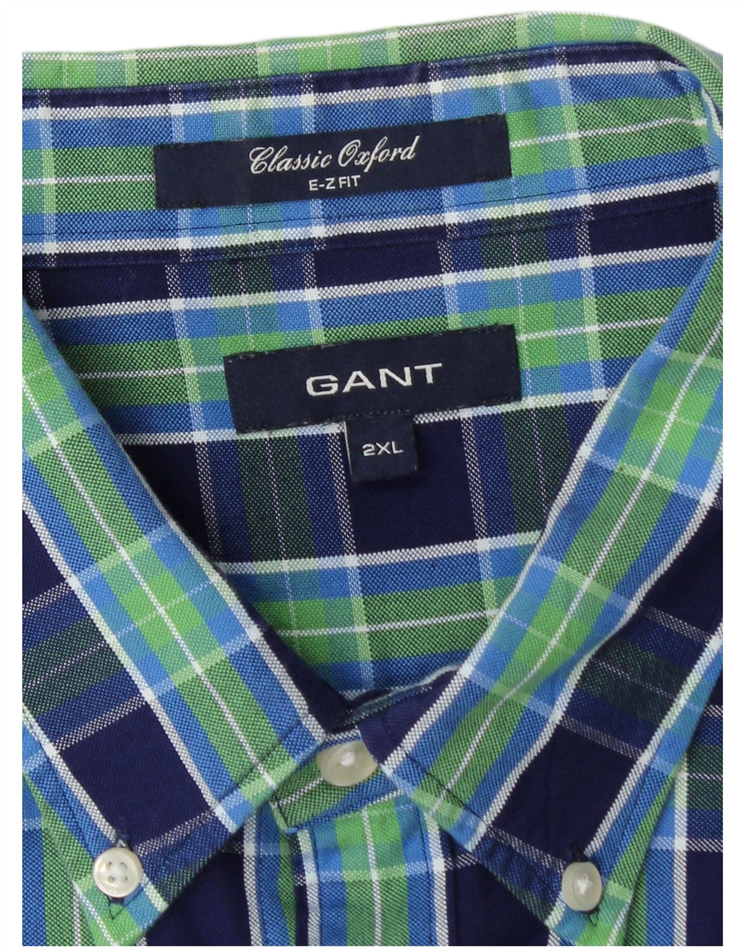 Camisa masculina GANT E-Z Fit Classic Fit 2XL algodão xadrez azul marinho