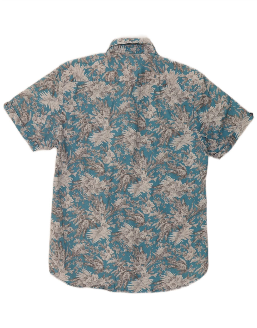 Camisa masculina de manga curta Ted Baker tamanho 3 algodão floral azul médio