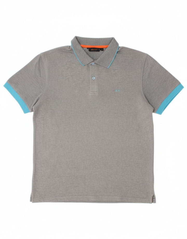 Camisa polo masculina SUN68 algodão cinza médio