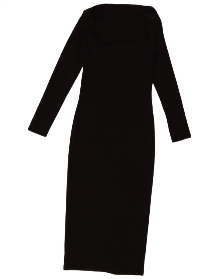 Vestido maxi feminino de manga comprida ZARA Reino Unido 14 grande preto