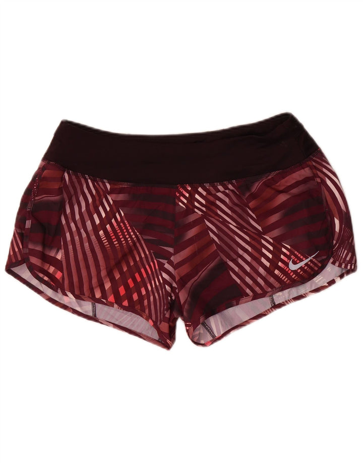 Nike Womens Dri Fit Sport Shorts UK 14 Médio Borgonha Check Poliéster