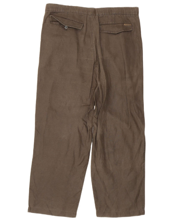 Calça chino masculina Calvin Klein cáqui com perna larga W33 L27 linho cáqui