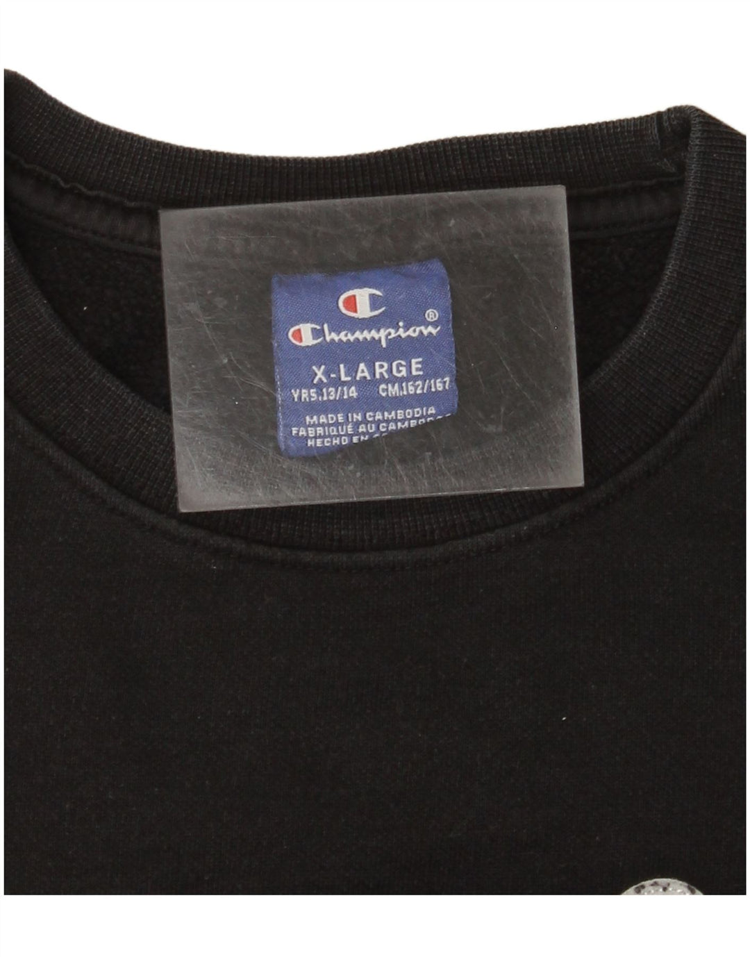 CHAMPION Boys Graphic Sweatshirt Jumper 13-14 Anos XL Preto