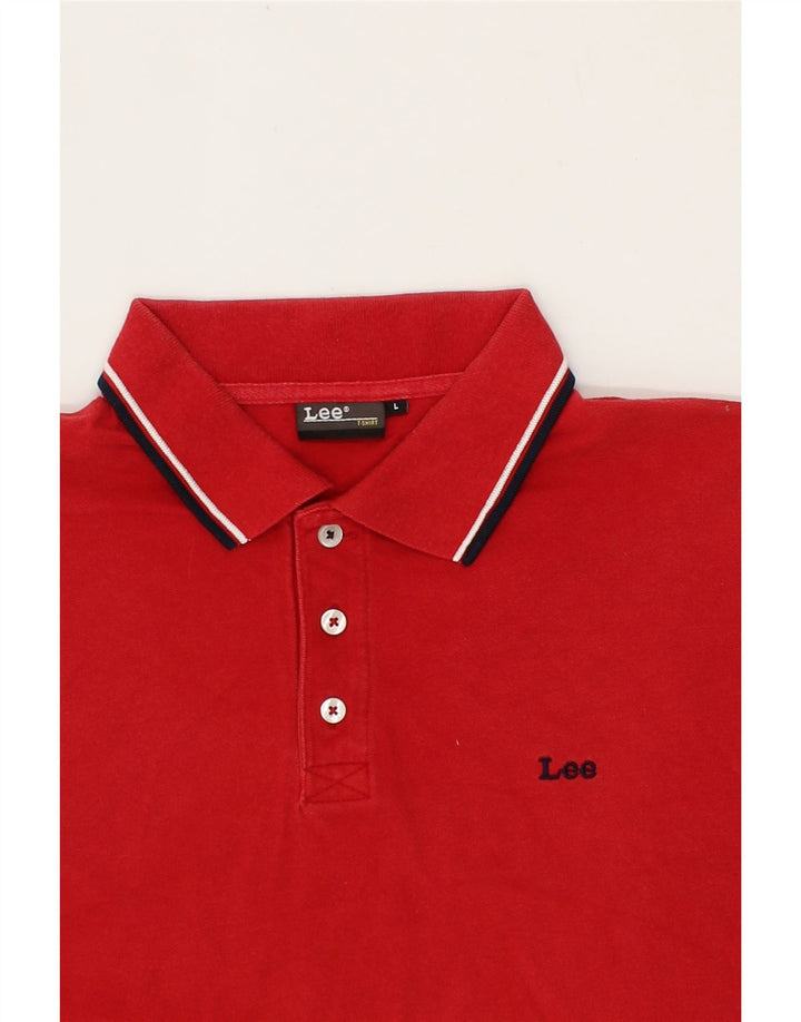 LEE Mens Polo Shirt Large Red Cotton Vintage Lee and Second-Hand Lee from Messina Hembry 