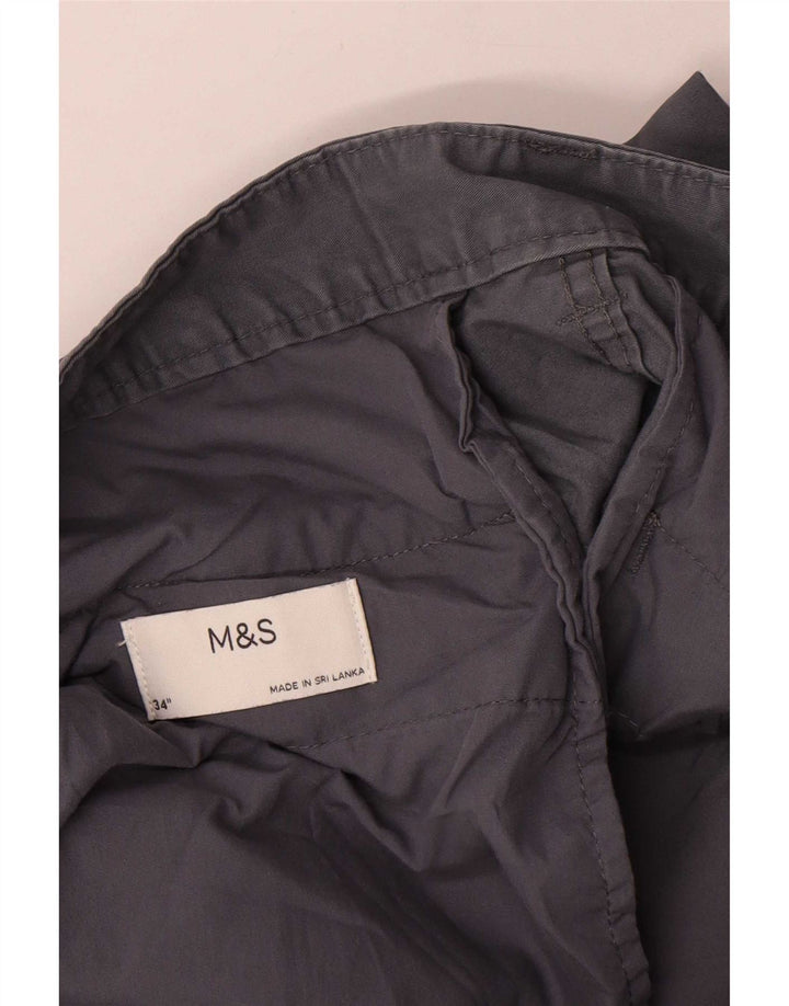 Shorts cargo masculino Marks & Spencer W34 grande algodão cinza