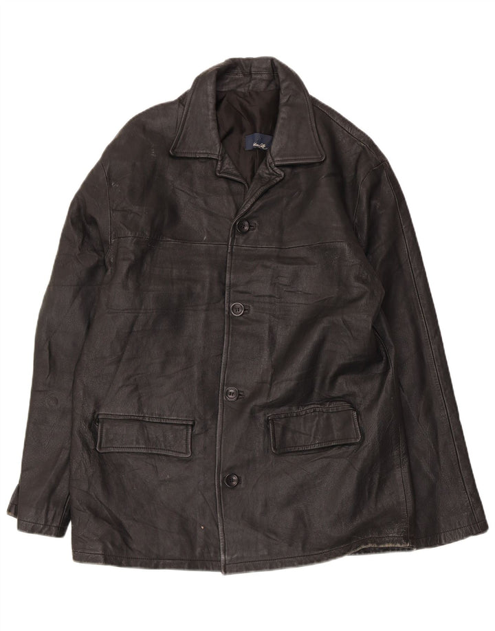 Jaqueta de couro masculina Arturo Calle Reino Unido 40 grande couro preto