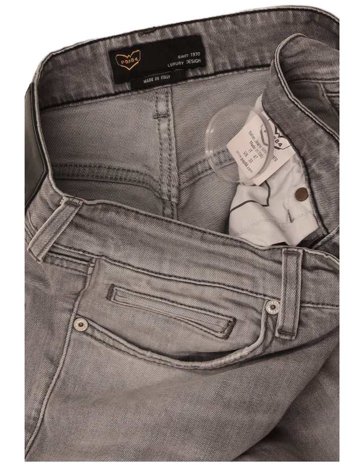 POP 84 Jeans Slim Masculino Distressed W33 L29 Algodão Cinza