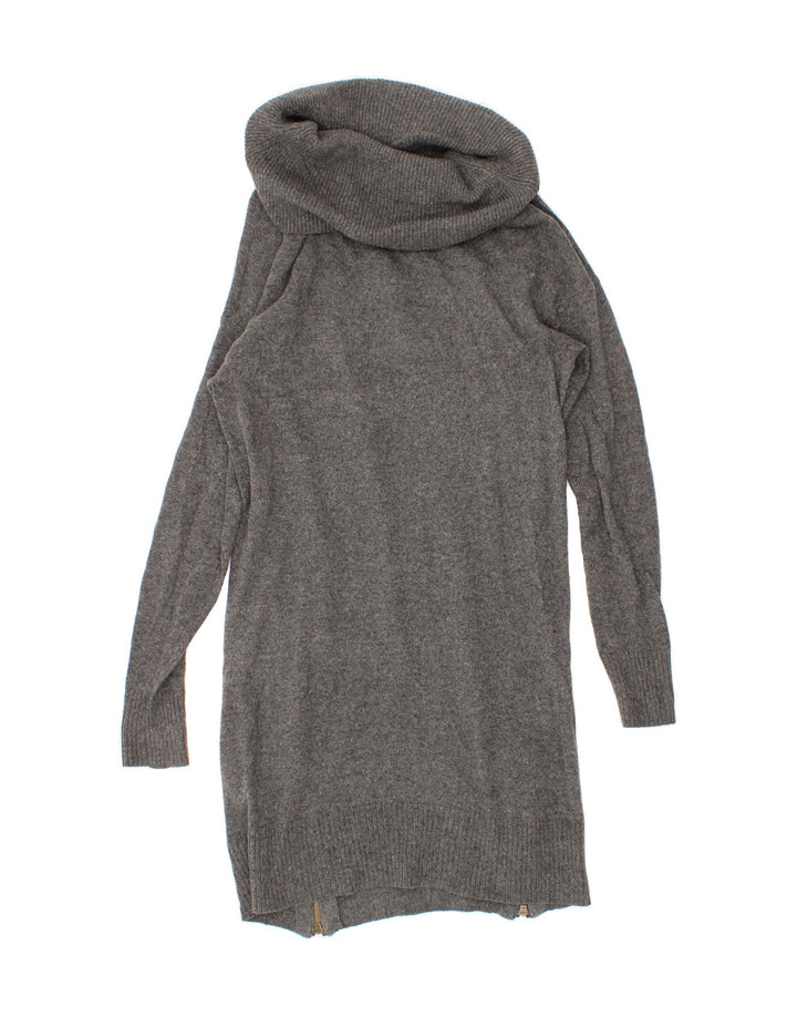 MOSSIMO Womens Roll Neck Long Sleeve Jumper Dress UK 10 Small Grey Cotton Vintage Mossimo and Second-Hand Mossimo from Messina Hembry 