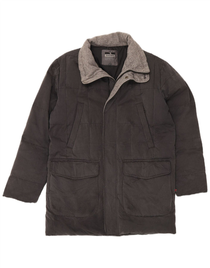 Casaco acolchoado masculino DIADORA UK 38 algodão cinza médio