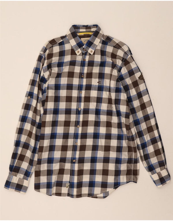 Camel Active Camisa masculina média multicolorida de algodão guingão