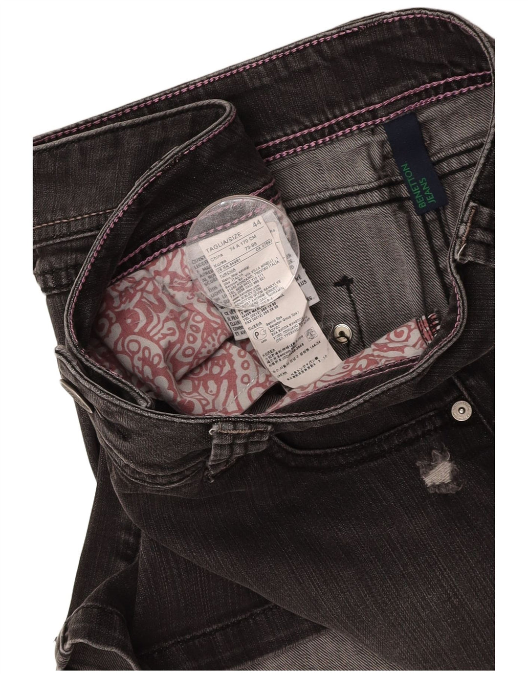 Saia jeans feminina BENETTON IT 44 médio W30 algodão cinza