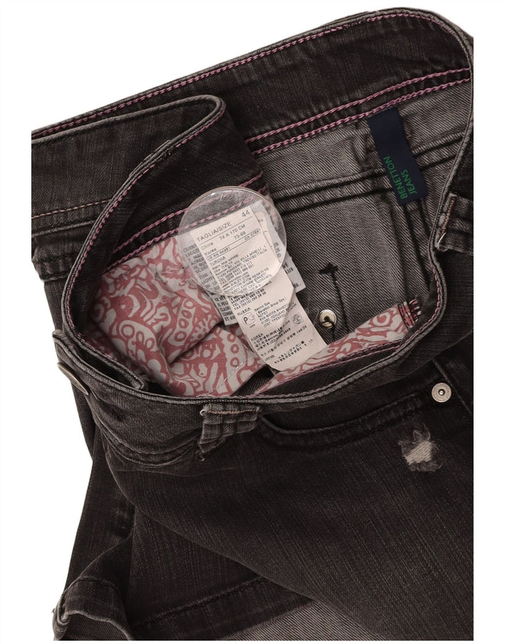 Saia jeans feminina BENETTON IT 44 médio W30 algodão cinza