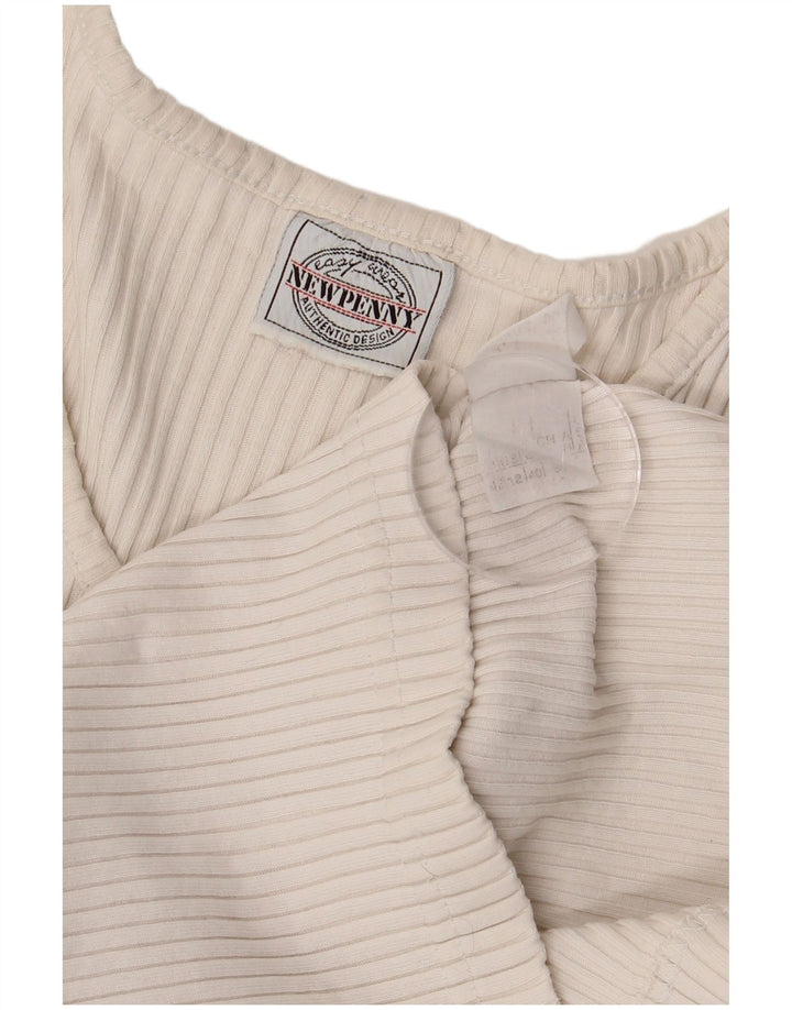 Top feminino Newpenny manga comprida UK 12 médio branco