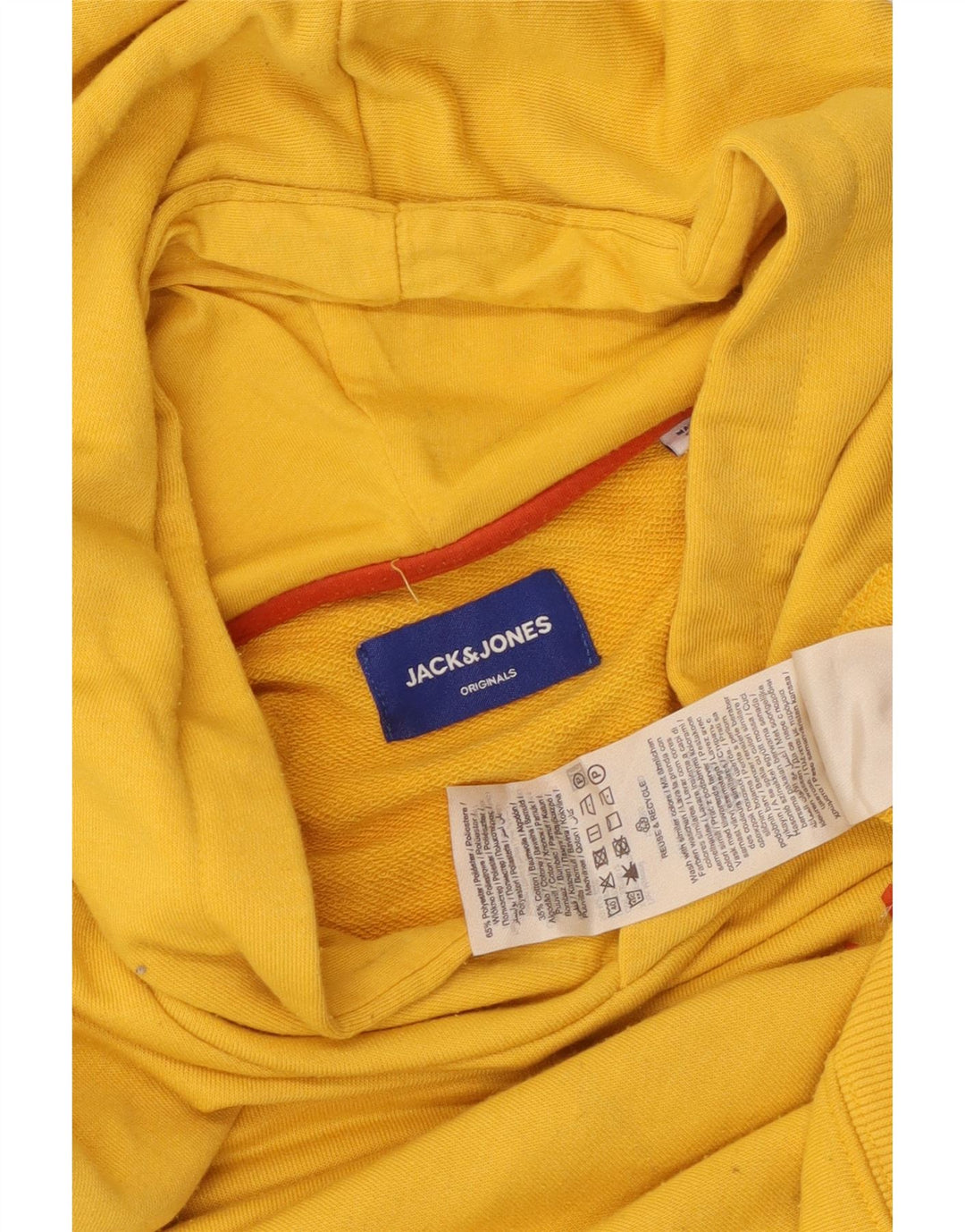 JACK & JONES moletom com capuz masculino pequeno poliéster amarelo