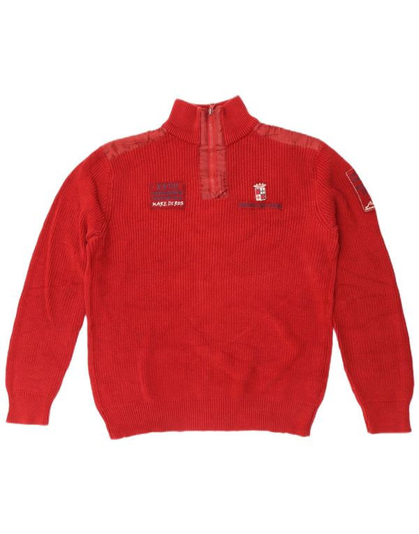 Suéter feminino Marina Militare com gola e zíper gráfico UK 18 XL algodão vermelho