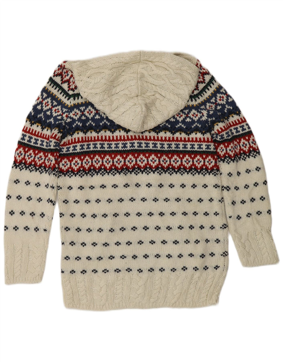 RALPH LAUREN Suéter feminino com capuz 15-16 anos XL Branco Fair Isle Algodão