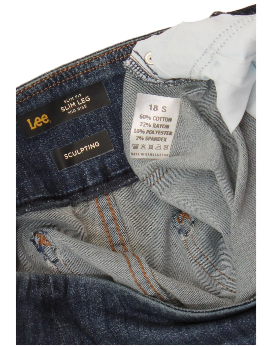 LEE Jeans feminino esculpido de cintura média slim US 18 2XL W36 L29 azul marinho