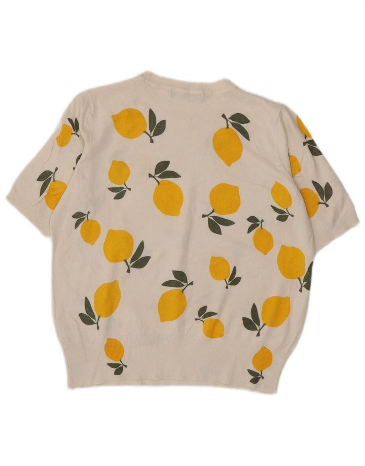 Suéter feminino Marks & Spencer com estampa abstrata e gola canoa Reino Unido 10 Smal