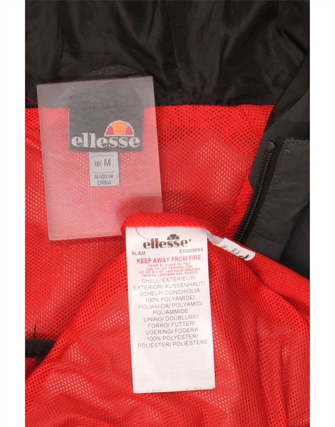 Jaqueta de chuva masculina Ellesse com capuz UK 38 poliamida cinza médio