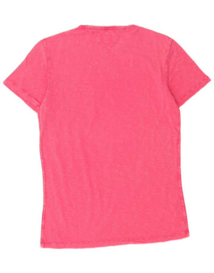 Tommy Hilfiger Camiseta masculina de algodão manchado rosa médio