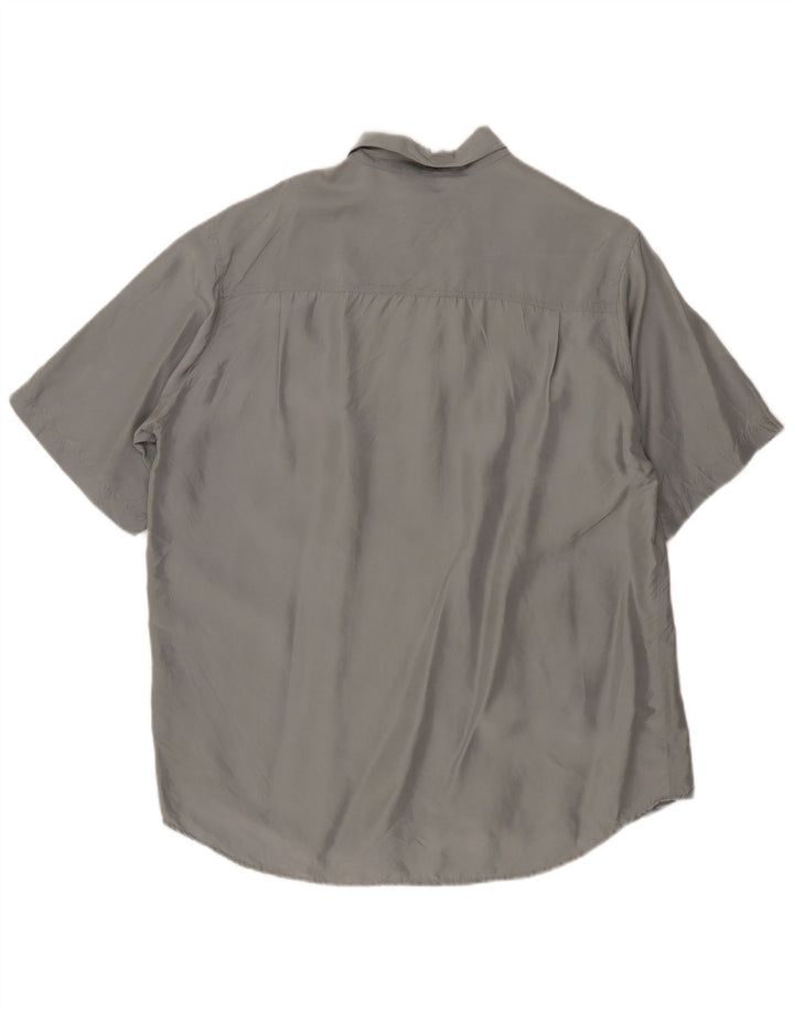 Novo Camisa de manga curta masculina rápida tamanho 41/42 grande cinza seda