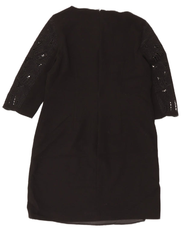 Vestido feminino Hobbs manga 3/4 com bainha UK 14 grande preto floral poliéster