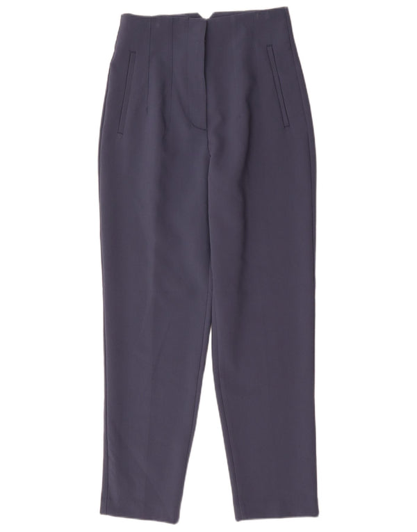 Zara Calça feminina cintura alta cônica pequena W26 L27 azul marinho
