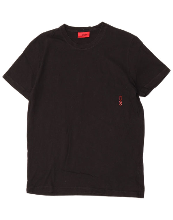 Hugo Boss Mens T-Shirt Top Pequeno Algodão Preto