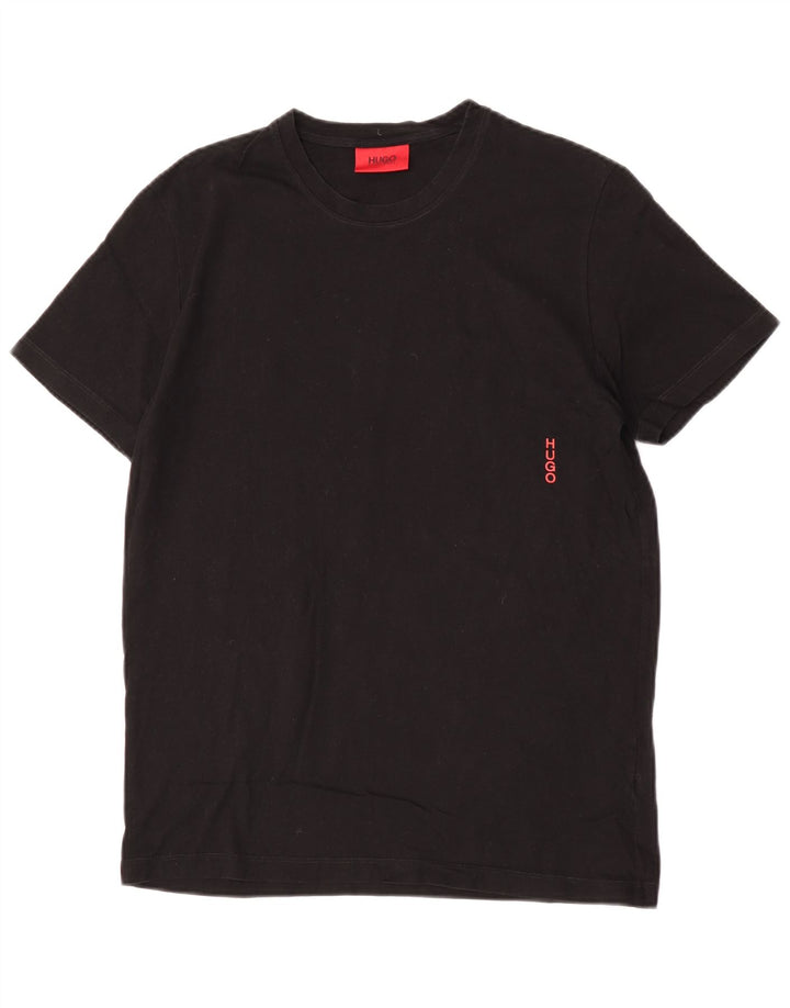 Hugo Boss Mens T-Shirt Top Pequeno Algodão Preto