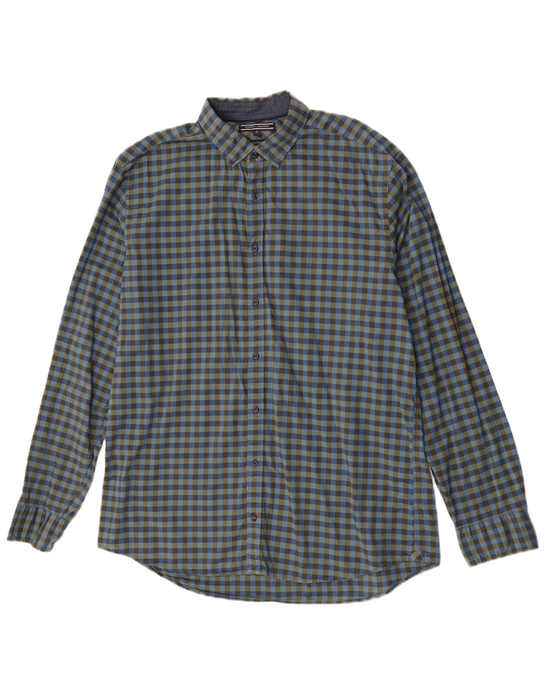 Camisa masculina Tommy Hilfiger XL azul algodão guingão