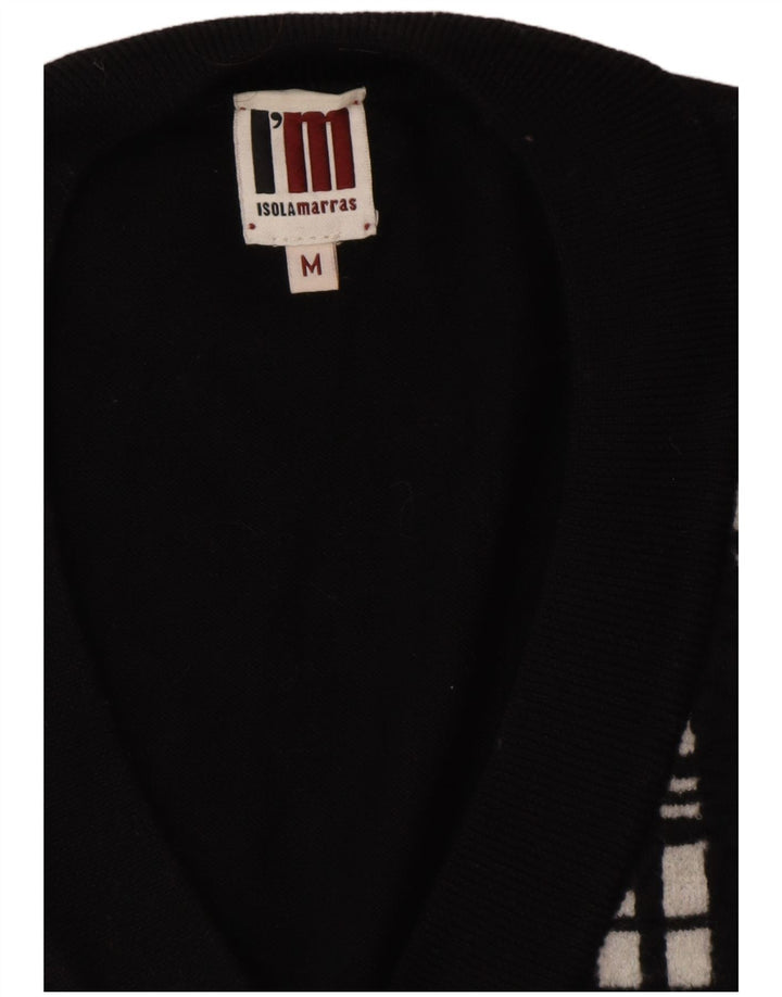 I'M ISOLA MARRAS Camiseta regata feminina com palangre UK 14 listrada preta média