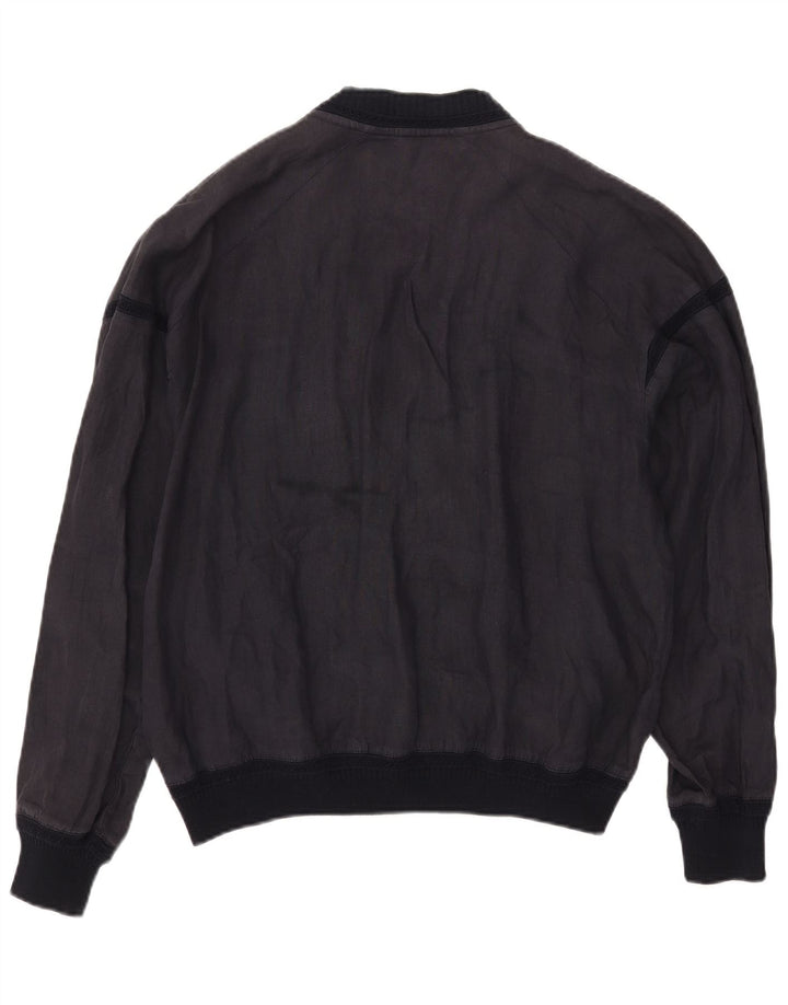 Jaqueta bomber masculina vintage UK 40 grande linho listrado azul marinho