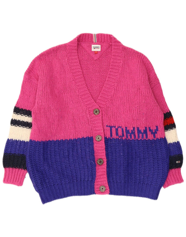 Tommy Hilfiger Suéter Cardigan Gráfico Feminino Reino Unido 14 Médio Rosa