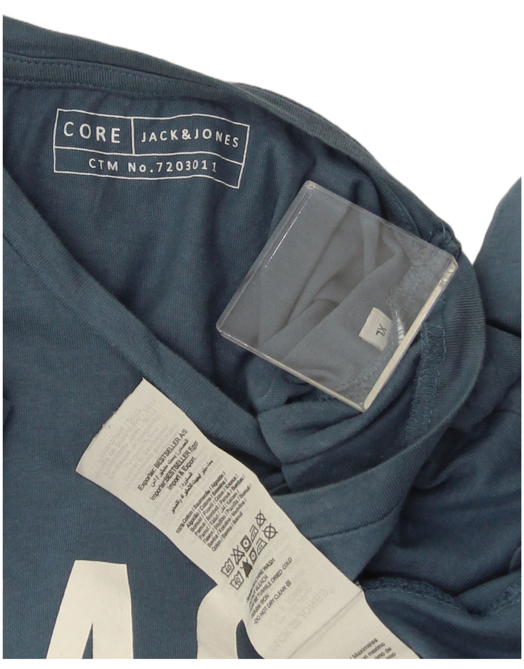 JACK & JONES Camiseta masculina gráfica Top XL algodão azul