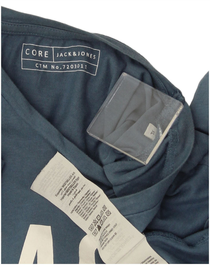 JACK & JONES Camiseta masculina gráfica Top XL algodão azul