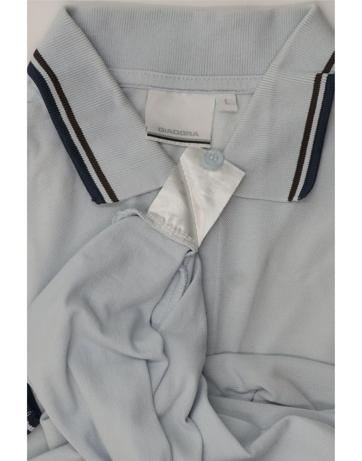 Camisa polo masculina Diadora grande algodão azul